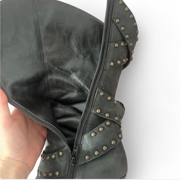 Manolo Blahnik Studded Black High Heel Boots - Picture 3 of 4